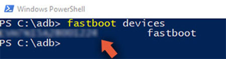 nhập fastboot devices