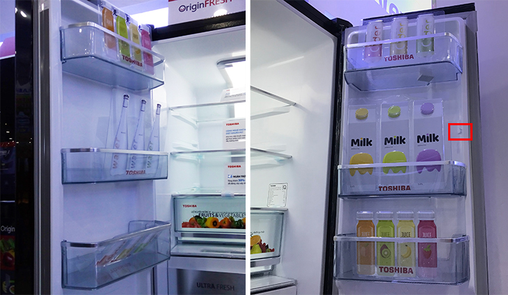 Thiết kế bên trong - Ngăn lạnh Đánh giá tổng quan tủ lạnh Toshiba Inverter 622 lít GR-RF646WE-PGV > Thiết kế bên trong - Ngăn lạnh