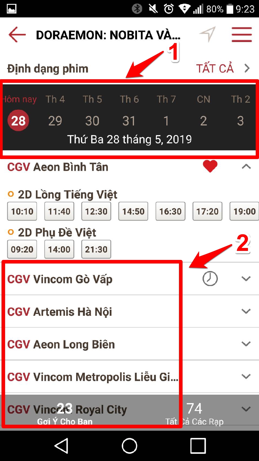 Thông tin ngày và địa điểm xem phim