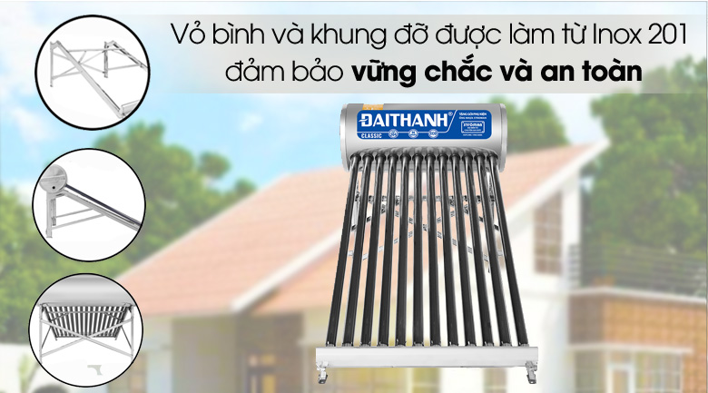 7 lý do nên mua máy nước nóng năng lượng mặt trời > Máy nước nóng năng lượng mặt trời Đại Thành 180 lít Classic 58-18 