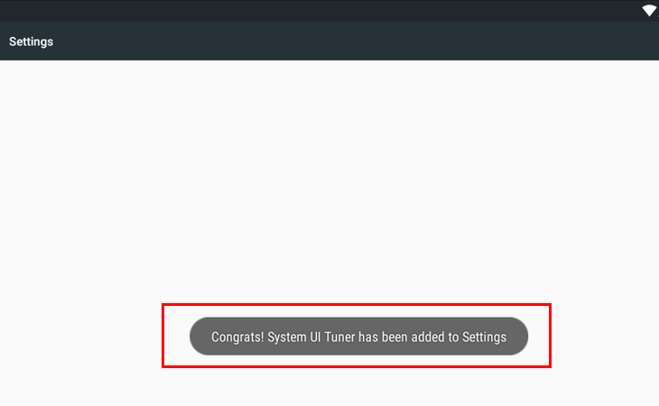 Thông báo kích hoạt System UI Tuner thành công