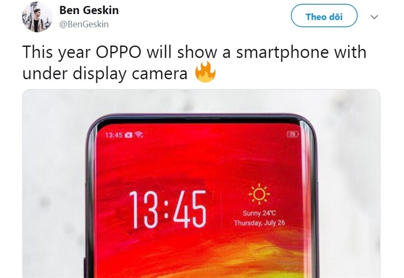 Smartphone OPPO có camera trong màn hình sẽ ra mắt cuối năm nay? Smartphone OPPO có camera trong màn hình sẽ ra mắt cuối năm nay?