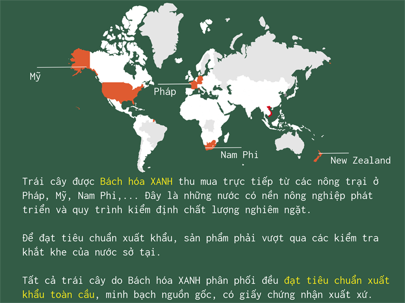 Trái cây tại Bách hóa XANH đảm bảo nguồn gốc