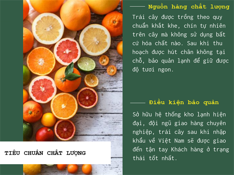 Tiêu chuẩn trái cây tại Bách hóa XANH