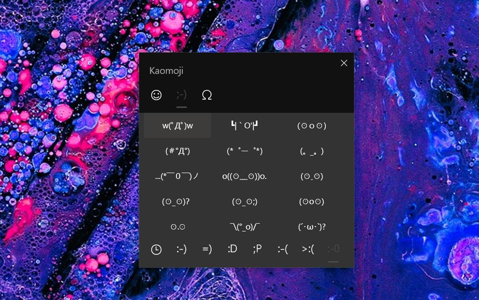 Tính năng Kaomoji trên bản cập nhật mới nhất của Win 10