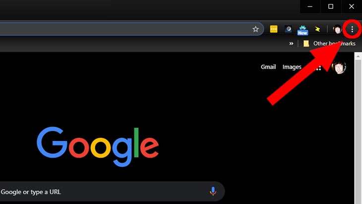 Mở Google Chrome sau đó click vào biểu tượng dấu ba chấm