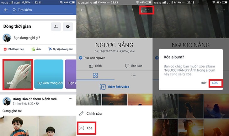 Xóa album ảnh Facebook trên các thiết bị Android and iOS