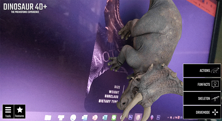 Khủng long Triceratops dưới ứng dụng Dinosaur 4D+