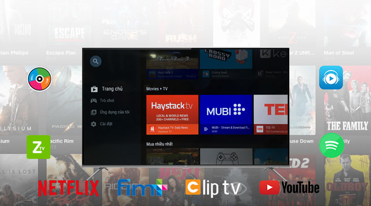 Đánh giá Android tivi TCl P8 > kho ứng dụng đa dạng