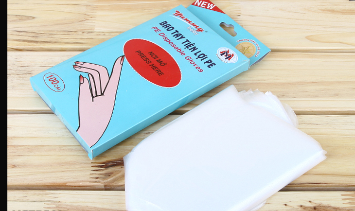 Găng tay nylon nhựa PE nguyên sinh