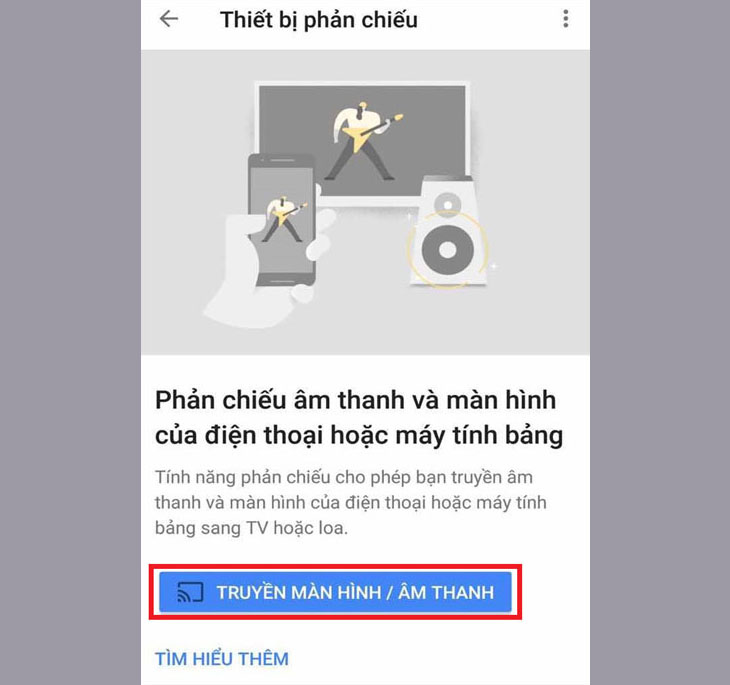 chọn truyền màn hình âm thanh