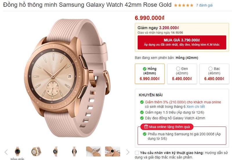 Galaxy Watch 42mm Rose Gold giảm giá cực sốc, lên tới 3.2 triệu đồng - ảnh 2 Galaxy Watch 42mm Rose Gold giảm giá cực sốc, lên tới 3.2 triệu đồng - ảnh 2