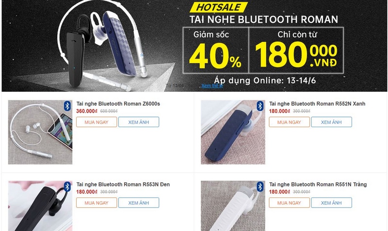 Tai nghe Bluetooth Rooman giảm sốc 40%