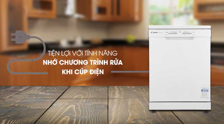 Máy rửa chén độc lập có sấy Candy CDPN 1L390PW được tích hợp chức năng ghi nhớ chương trình rửa gần nhất