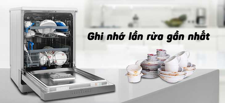Máy rửa chén Candy được tích hợp chức năng ghi nhớ lần rửa gần nhất, giúp tiết kiệm thời gian thiết lập lại chương trình rửa hằng ngày