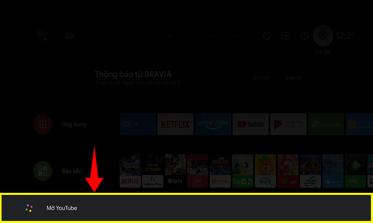 Nói vào remote để mở Youtube
