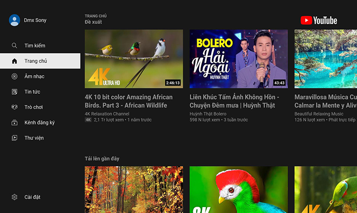 Giao diện của Youtube