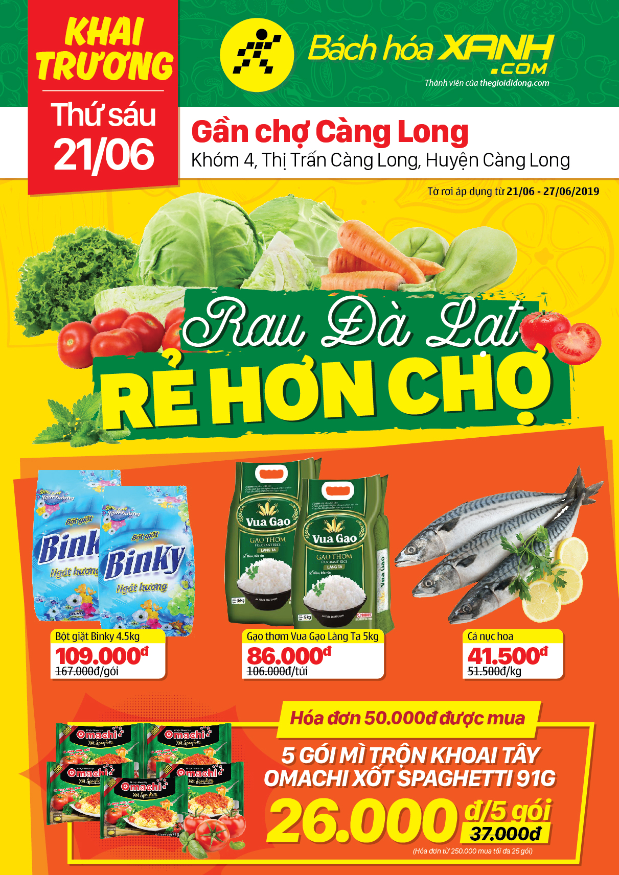 Siêu thị Bách hoá XANH Khóm 4, Càng Long khai trương 21/6/2019 Siêu thị Bách hoá XANH Khóm 4, Càng Long khai trương 21/6/2019