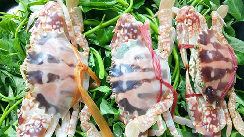 Nguyên liệu làm canh ghẹ rau muống Nguyên liệu làm canh ghẹ rau muống