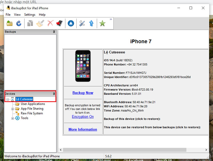 Sử dụng công cụ iBackupbot