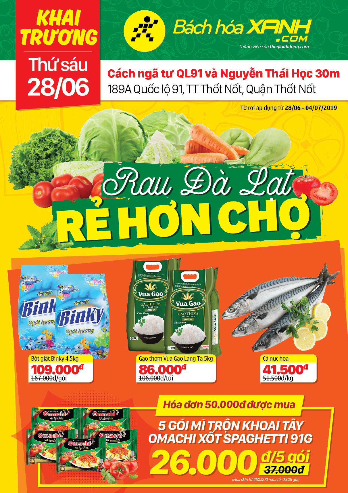 Cửa hàng Bách hoá XANH 189A Quốc Lộ 91 khai trương 28/6/2019
