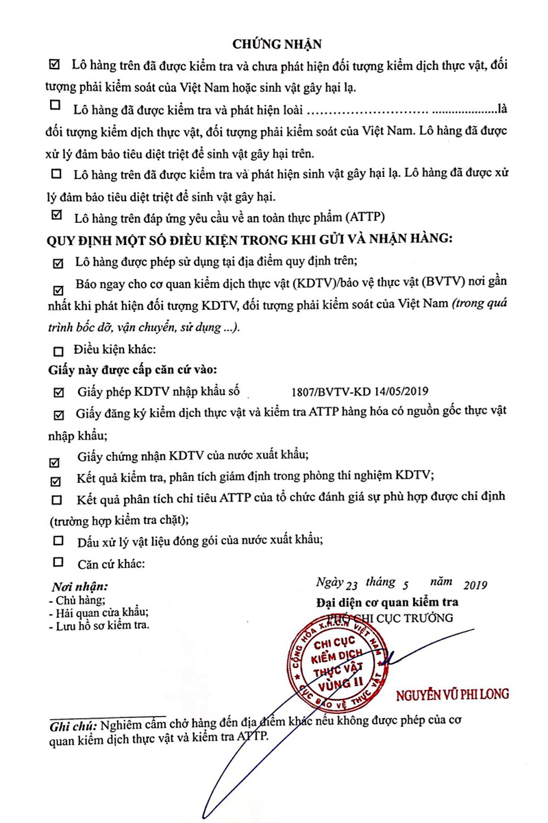 Chứng nhận nhập khẩu của táo đỏ