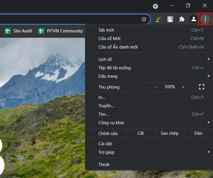 Mở Google chrome chọn nút 3 chấm [ ⋮ ] trên góc phải màn hình