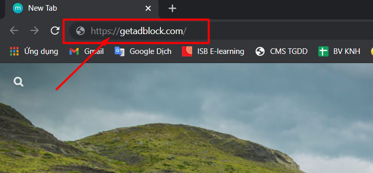 Mở Chrome, truy cập https://getadblock.com/ trong thanh địa chỉ 