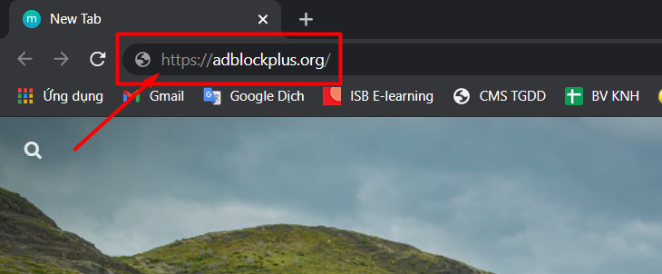 Mở Google Chrome, truy cập https://adblockplus.org/ trên thanh địa chỉ