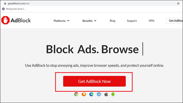 Nhấp GET ADBLOCK NOW