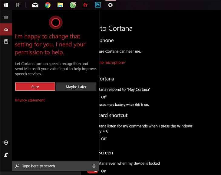 Cách bật Cortana, trợ lý ảo trên Windowns 10
