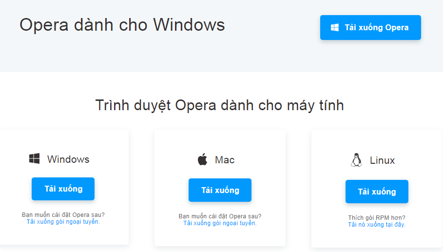 Hướng dẫn cách tải trình duyệt Opera Mini cho điện thoại Android, iPhone và máy tính > Chọn tải xuống với thiết bị đang sử dụng