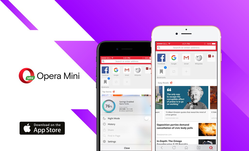 Ứng dụng Opera Mini trên iOS