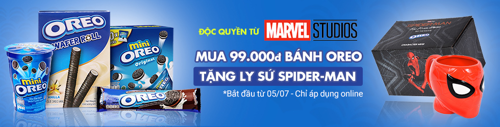 Ăn bánh Oreo nhận ly Spider Man