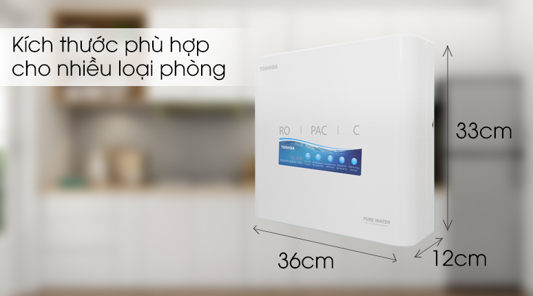 Máy lọc nước RO Toshiba TWP-N1686UV(W1) 3 lõi có kích thước nhỏ gọn, phù hợp để lắp đặt âm hay để bàn