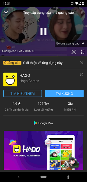 Quảng cáo trên Youtube gốc