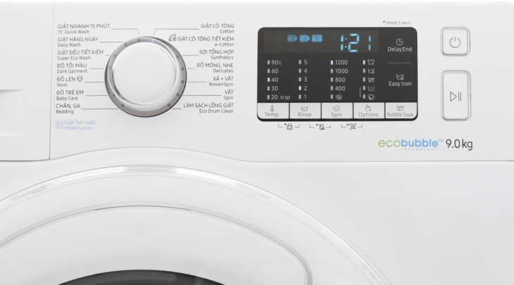 Bảng điều khiển máy giặt - Máy giặt Samsung Inverter 9 kg WW90K52E0WW/SV