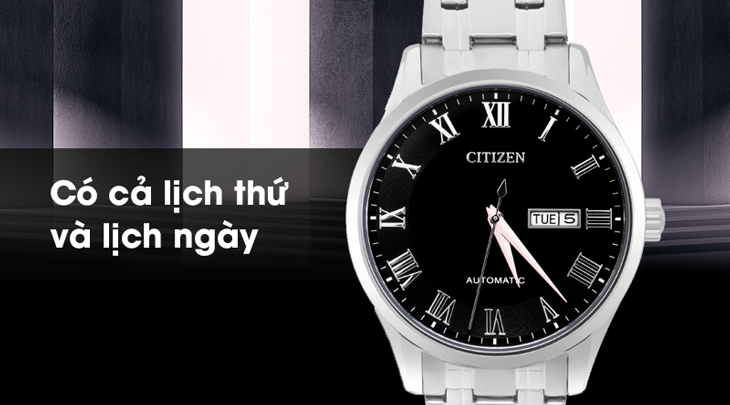 Đồng hồ Nam Citizen NH8360-80E - Cơ tự động được trang bị tiện ích lịch thứ và lịch ngày giúp bạn chủ động hơn trong công việc.