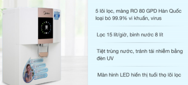 Máy lọc nước của Midea của nước nào? Có tốt không? > Đèn LED hiển thị thời gian thay lõi lọc