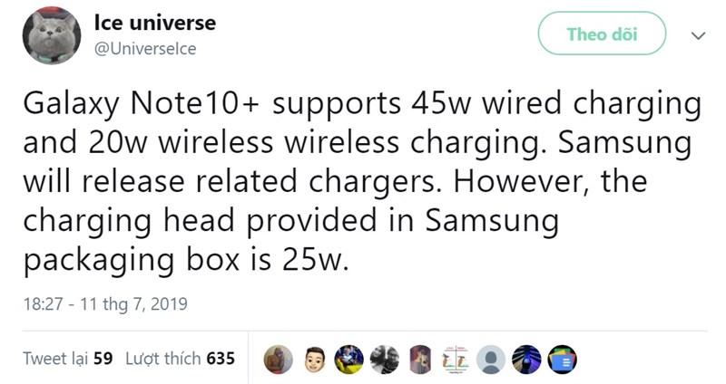 Galaxy Note 10+ hỗ trợ sạc có dây 45W và sạc không dây 20W