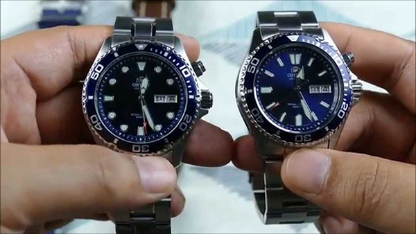 Đồng hồ replica (trái) được làm giả tinh vi)