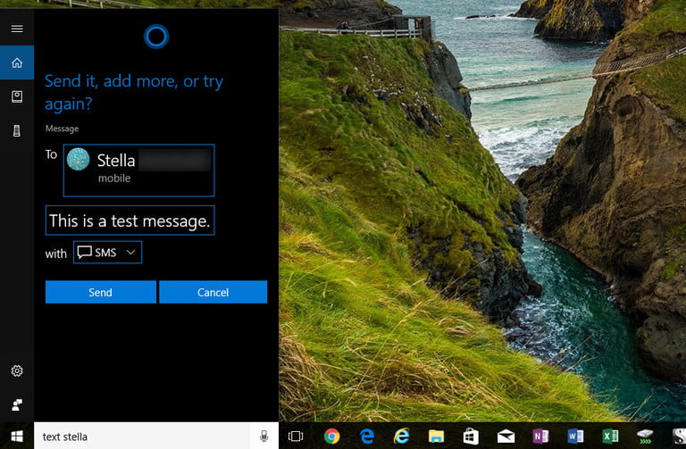 Nhập tin nhắn trên Cortana