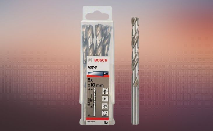 Phân biệt các loại mũi khoan trên thị trường và công dụng mỗi loại > Mũi khoan sắt Bosch HSS-G 10 mm (hộp 5 mũi)