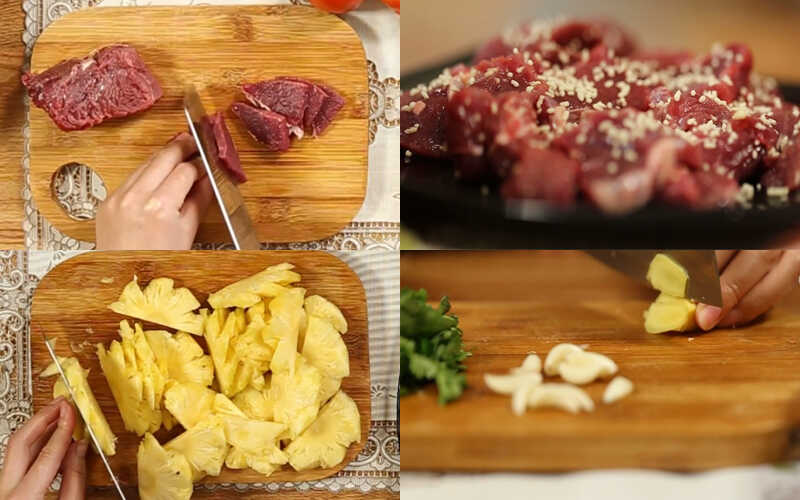 How to make sweet and sour pineapple braised beef, delicious soft meat with rice