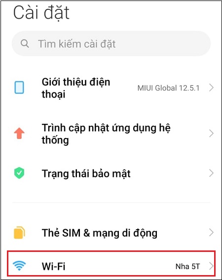 Vào Cài đặt > chọn mục wifi.