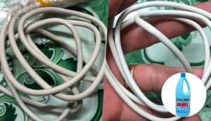 Dây sạc điện thoại trắng tinh như mới với cách tẩy bằng nước javel