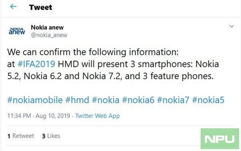 Nokia 5.2 sẽ cùng ra mắt với Nokia 6.2, Nokia 7.2 vào ngày 5/9