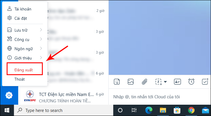 Hướng dẫn cách đăng xuất Zalo khỏi máy tính nhanh nhất > nhấn Đăng xuất