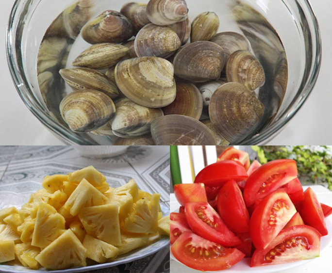 Sơ chế nguyên liệu làm canh ngao nấu dứa Sơ chế nguyên liệu làm canh ngao nấu dứa