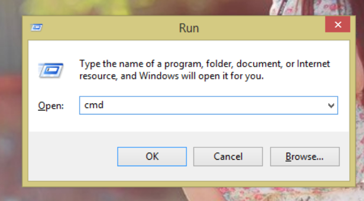 Nhập cmd và nhấn OK.